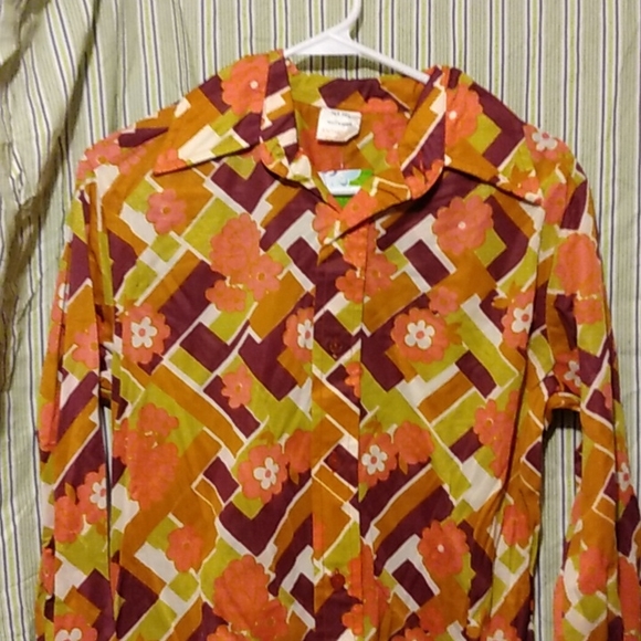Vintage Anthony Blair nylon abstract funky psychedelic 60s vintage blouse 40Bust - Picture 3 of 10